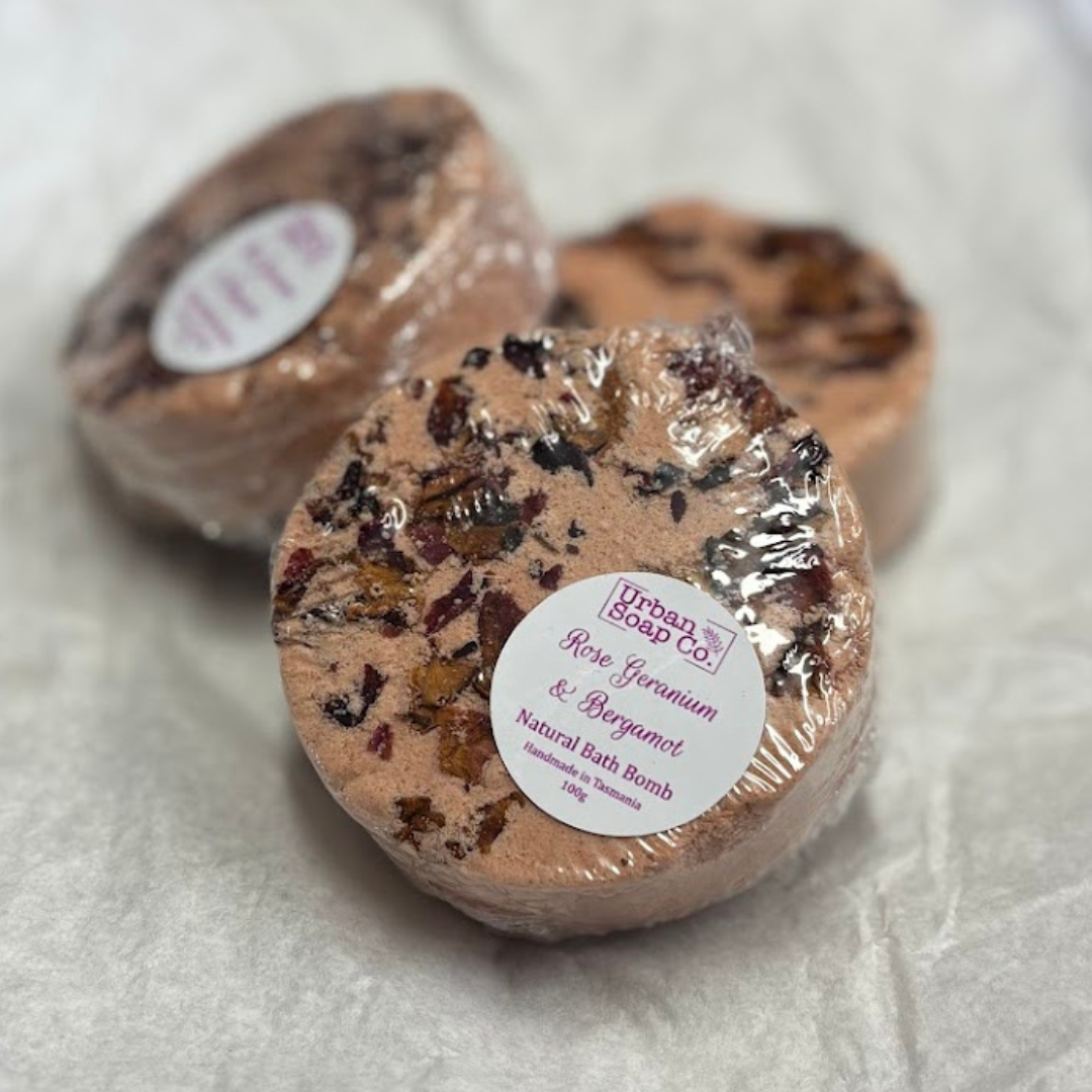 Rose Geranium & Bergamot Natural Bath Bomb